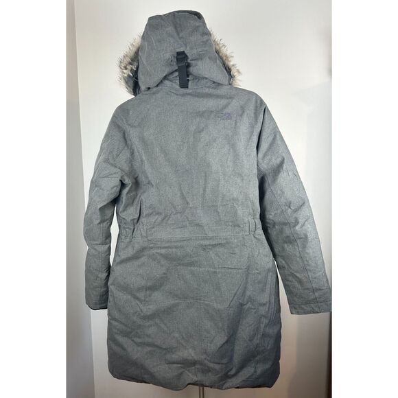 The North Face HyVent Arctic Parka Womens Size M Gray Goose Down Jacket Faux Fur - Picture 5 of 9